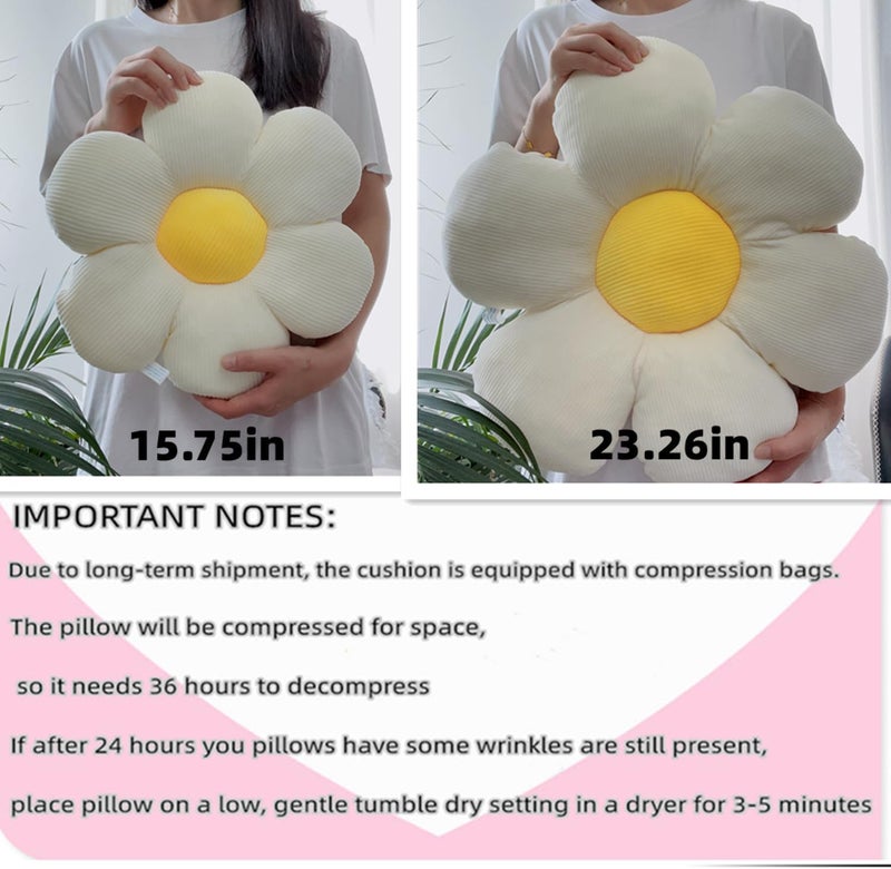 Vdoioe Flower Pillow, Cute Daisy Decorative Throw Pillow Cushion 15.75" White Home Decorative Pillows for Bed, Sofa, Couch - Image 5